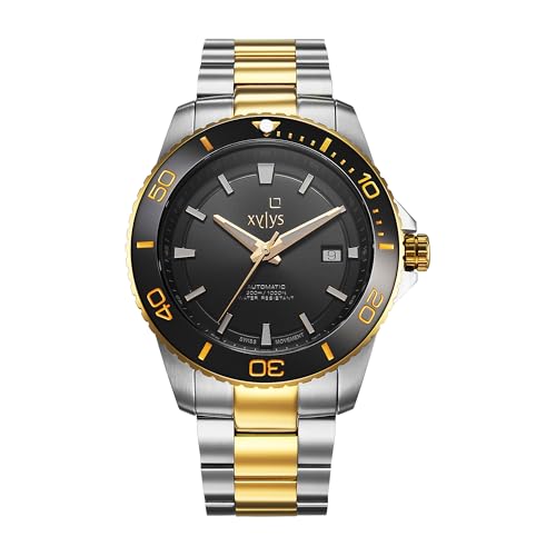 Image of Xylys Xiphias Automatic Analog with Date Black Dial Two Toned Stainless Steel Strap Watch for Men -40063BM01E