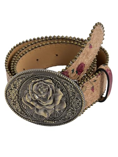 Women's Floral Embroidery Genuine Leather Belt Vintage Square Buckle2