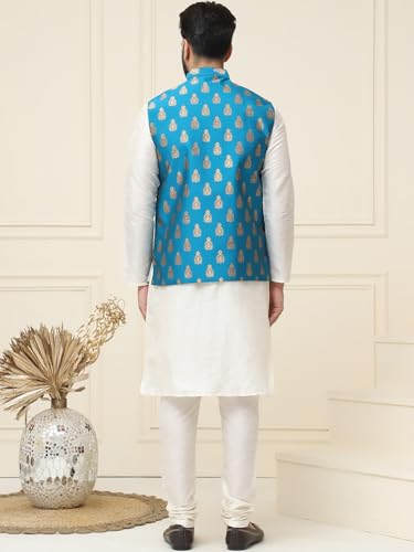 Image of SOJANYA (Since 1958 Men's Silk Blend Kurta Pyjama With Nehrujacket Set
