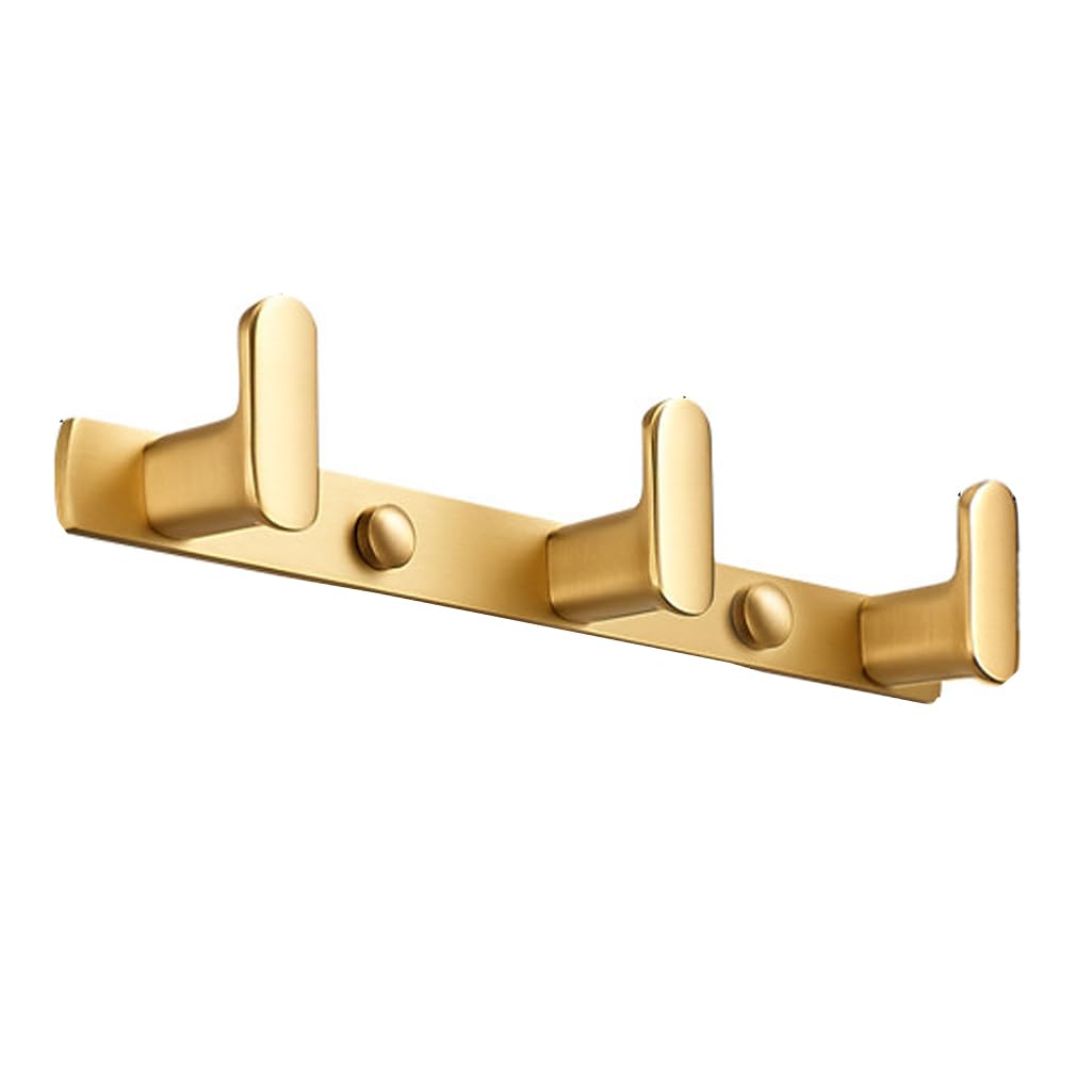 ZHOUXIAO Retro Brass Coat Rack Wall Mounted with Hooks, Brushed Nickel Heavy Duty Coat Hook Rail, Robe and Towel Hooks Rack for Bathroom, Entryway, Mudroom, Hats 3hook