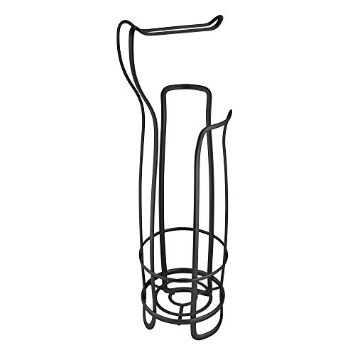 InterDesign Axis Free Standing Toilet Paper Holder – Extra Toilet Roll Storage for Bathroom, Matte Black