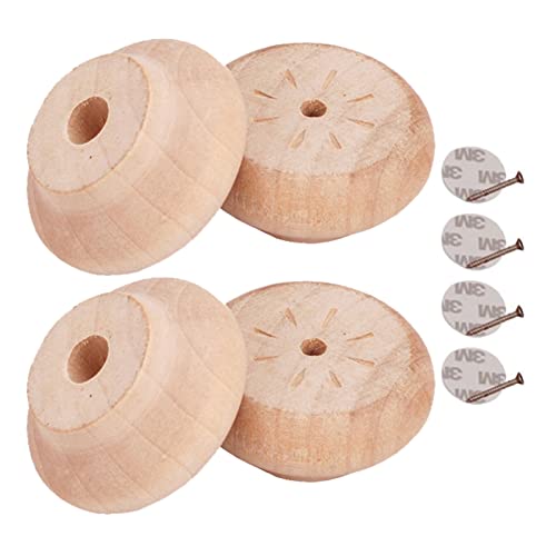 sgxxkj123 Lot de 4 Pieds de Meubles en Bois Massif, Pattes de Armoire Rond, Remplacement Rehausseur de Bille en Bois de Lotus, pour Fauteuil Commode Canapé...