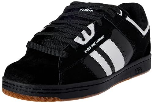 DVS Men's Tactic Skate Shoe, Black/White Nubuck, 12