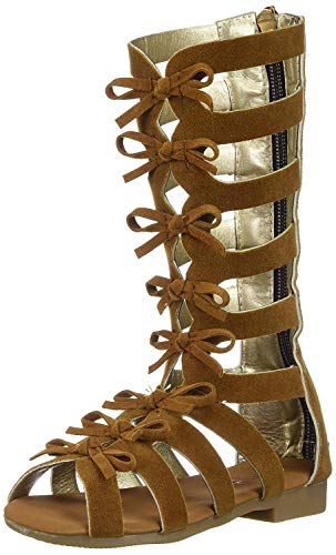 Vokamara Girls Fashion Summer Bow Gladiator Sandals Summer Dress Flats Brown 9M