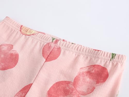 Image of Hupohoi Big Girls Button Down Pajama Set 3pcs Short Sleeve Long Pants with Shorts Crepe Wrinkled Fabric Sleepwear Nighty