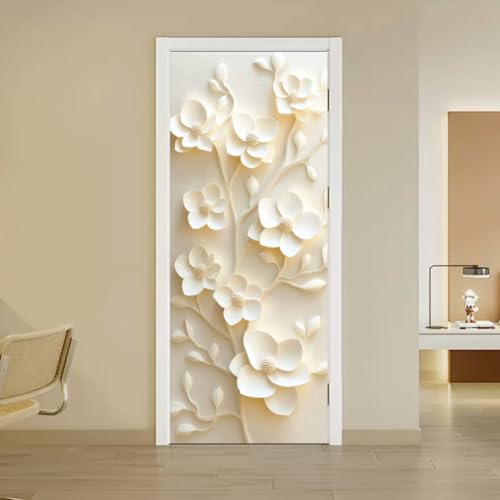 arricraft 2 hojas de calcomanías autoadhesivas para puerta con diseño de flores, 80 x 200 cm, 31.5 x 78.7 pulgadas, 3D de PVC, papel tapiz extraíble para decoración de dormitorios y sala de estar