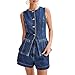 LouVasabuce Women’s Denim Long Vest Waistcoat Vest Sleeveless Button-Up Back Slit Jean Jacket Vest Y2k Clothes (Blue, XL), X-Large