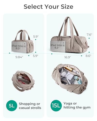 Image of BAGSMART Reiki Gym Bag for Women Puffy Yoga Mat Travel Weekender Duffle Bag