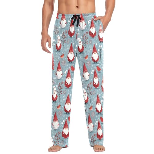 Christmas Snowflake Men Cotton Flannel Pajama Pants Santa Xmas Light Mens Lounge Sleep PJ Bottoms S