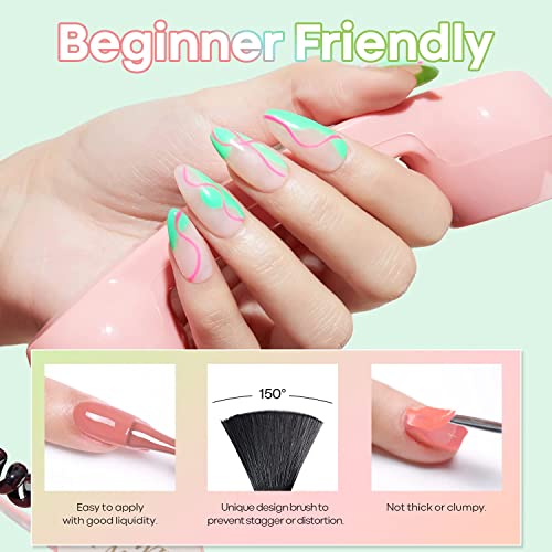 Image of DUDUSTRONG Bolt Bee Gel Glossy Finish Nail Polish Kit Gel Nail Polish Set - Summer 6 Colors Gel Polish Bright Red Mint Green Nail Polish Set For Women (A1-Vibrant (27+21+105+47+40+138)), 90 Ml