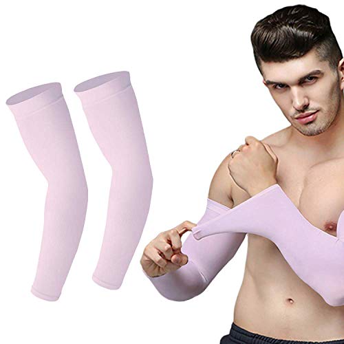 Image of INNERSTYLE Cotton UV Protection Arm Sleeves /Hand Socks - Fingerless, Sun Protection Gloves for Men and Women (Pink)