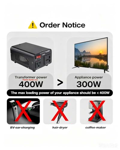 Image of 500W Voltage Transformer Power Converter 110V to 220V, 220V to 110V | Yinleader Step Up /Down Converter 110 /120 Volt - 220 /240 Volt w /US Power Cord [300W Continuous Power]