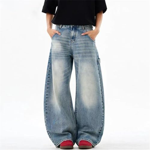 Men’s Fashionable High-Waisted Jeans, Distressed Ripped, Loose Fit Street Denim Pants2