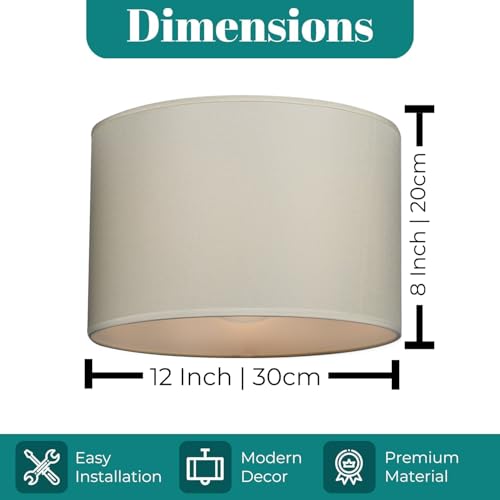 GIGGI Fabric Lamp Shades, 12" Beige Light Shade, Modern Lampshades for Ceiling Lights, Table Lamps and Floor Lamps, Easy Fit Pendant Light Shades Ceiling for Living Room, Bedroom, Kitchen, Hallway - Image 5