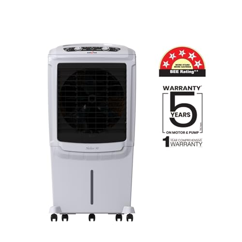Image of Kenstar Helios HC 90 Desert Air Cooler 90L|5 Star BEE Rated|5 Year Motor & Pump Warranty |50 ft Air Throw I Honeycomb Cooling|3-Speed | Water Level Indicator | Collapsible Louvers I Off White & Black