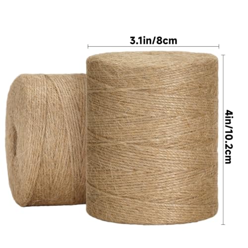 Image of KINGLAKE Natural Jute Twine String - 1969 Feet 2mm Twine String for Crafts