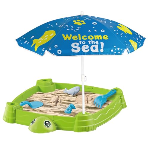 Table à eau en tortue avec parapluie pour des après-midi de jeux rafraîchissants au jardin