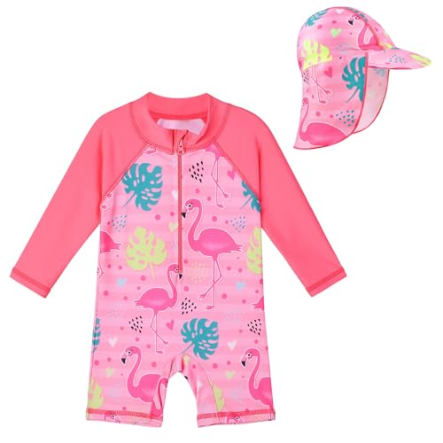 Maillot de bain une pièce fille anti-UV avec chapeau assorti