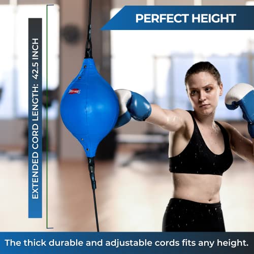 Speed Punching Bag For Adults | Unisex Inflatable Boxing Ball For All Ages | Boxing Bag For Training At Home | Double End Boxing Reflex Bag With Adjustable Cord, Installation Hooks, Manual & Air Pump #TOP2
