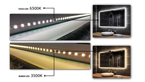 Alasta LED MIRROR | Seoul - Illuminated LED Bathroom MIRROR 120x80cm | Backlight LED | LED Color Warm White | Energy efficiency A++