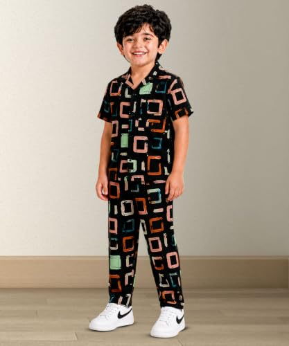 Image of 3BROS Unisex Pure Cotton Short Sleeve Kids Night Dress for Boys & Girls Nightwear /Sleepsuit /Sleepwear /Loungewear Night Suit for Boys and Girls Top and Pyjama Combo Set