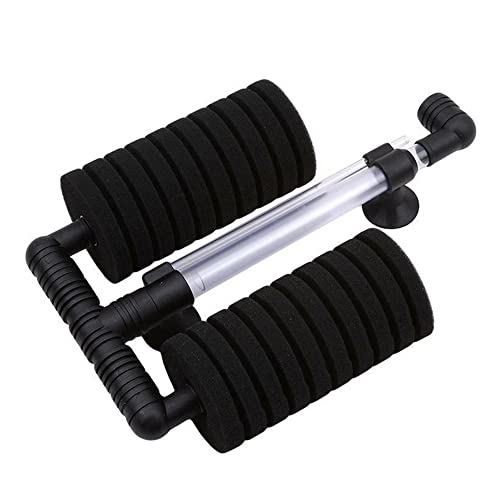 AQUANEAT Luftbetriebener Doppel-Schwammfilter Für Aquarium - Mit Keramikkugeln & 4 Schwämmen, Bis 122L, Für Garnelen & Jungfische