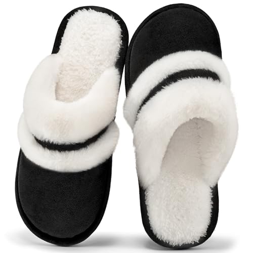 Womens Slippers Fuzzy for Indoor: House Slippers for Bedroom Livingroom - Home Ladies