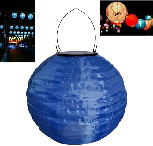 2024 New: 12-Inch Waterproof Solar-Powered Lanterns - Upgraded to 10 Lumens -Outdoor/ Indoor Hanging Solar Lanterns Chinese Traditional Nylon Hanging Lanterns LED Garden Decorative Light（Baolan）
