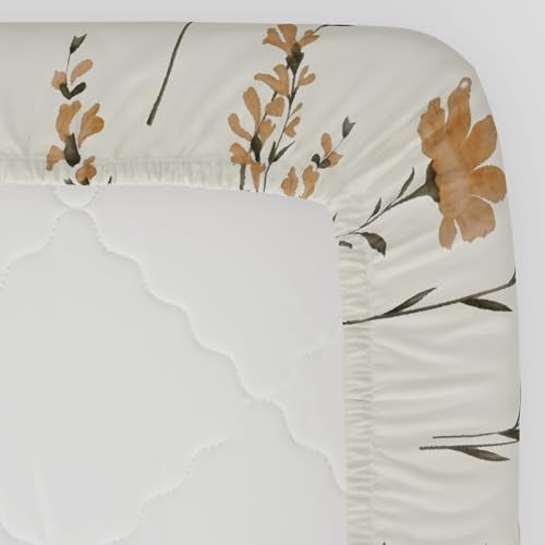 Image of HUESLAND by Ahmedabad Cotton 144 TC Cotton Elastic Fitted Bedsheet King Size with 2 Pillow Covers | 72 x 78 inches