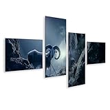 islandburner Bild auf Leinwand Steinbock im mystischen Berglicht für Wohnzimmer Naturfreunde Naturkostladen Bilder Wandbilder Poster