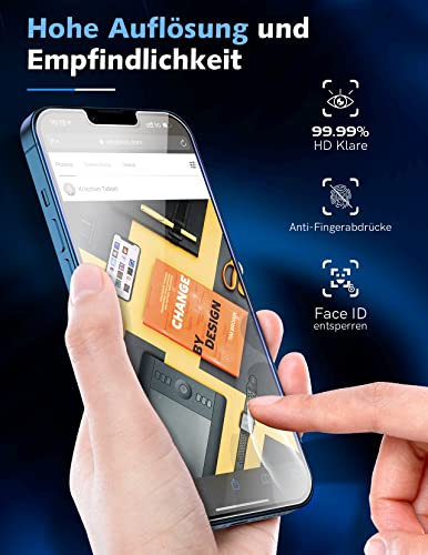 LK [3+3 Stück Schutzfolie für iPhone 13 Screen Protector (6.1), Rahmen-Installationshilfe, 3 Glasfolie für Kameraschutz, Frei von Kratzern Folie,9H Härte Panzerfolie, HD Ultra-klar Displayschutz