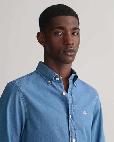 Gant Para Hombre. 3000402 Camisa Slim Fit Azul (L), Casual, AlgodóN, Manga Larga - 7