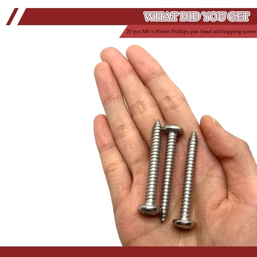 25 tornillos autorroscantes M6 x 50 mm acero inoxidable miniatura 5