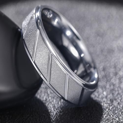 Bague de mariage tungstène mat 7mm anti-rayures alliance homme argent confortable