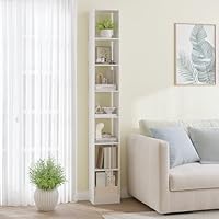 Hzuaneri Bookcase, Modern Open Wooden Bookshelf, Storage Racks and Display Shelves for Living Room, Home Office, Bedroom, 7-Tier, White BC79703X