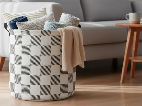 Image of CLOCOR Large Laundry Basket,Waterproof Fabric Storage Container,Room Decor,Gift Basket(Gradient Grid)