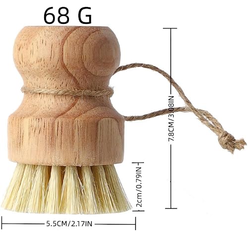 Lajiakoy Holzhandbürste, Topfbürste, Spülbürste, Obstbürste, Spülbeckenbürste, Zum Reinigen von Töpfen, Schüsseln, Pfannen, Küchenspüle Usw. (2 Stück)
