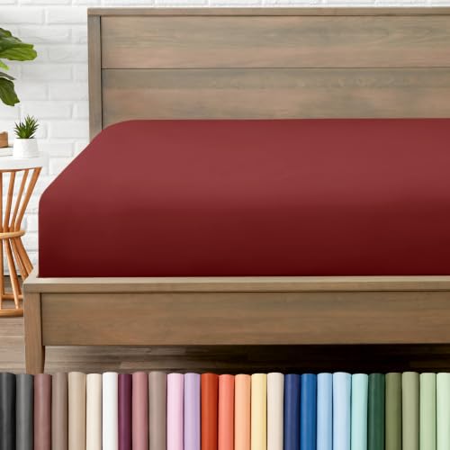 Bare Home Twin XL Fitted Sheet 1800 Ultra-Soft Rosewood