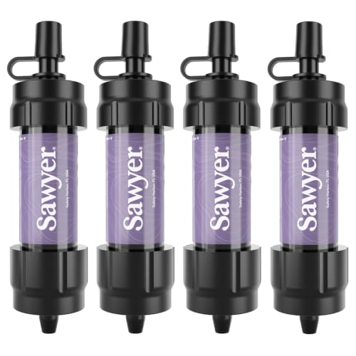 Image of Sawyer Products SP3504 Mini Water Filtration System, Filter and Cleaning Plunger only, 4-Pack, Purple