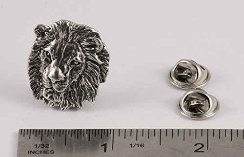 Lion Pin, Head, Pewter, M102, 1 Inch, Handmade in The USA, Realistic, African, Big Cat, Safari, Hat Pin, Lapel Pins, Brooch, Gift, Over 3100 Wildlife Designs.2