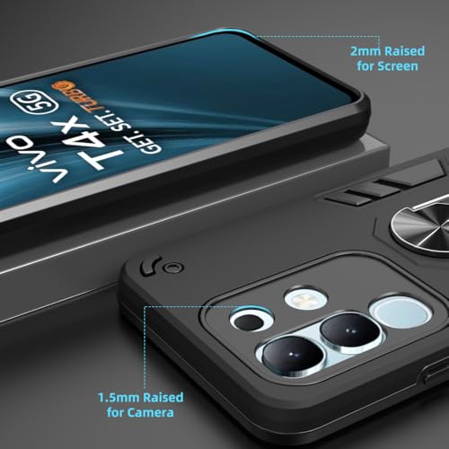 Image of NDCOM for Vivo T4x 5G Back Cover | Premium Protection Case for vivo iQOO Z10x Back Cover | Shockproof Ring Holder Case