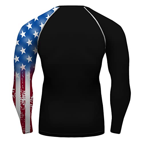 American Flag Mens Long Sleeve Rash Guard Compression Gym Trainning Casual Tops for BJJ jiu Jitsu2