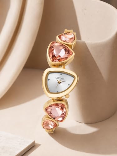 Image of French Connection Asymra Sunray Silver Dial with Crystal Bracelet Analog Watch for Women - FCN0205SGM