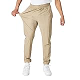Ultra Performance Men's Athletic Jogger Pants – Stretch Nylon Gym Pants, Active Workout Joggers with Pockets for Men Khaki