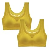 MOONBADI still BH Gelb (2pcs) Damen Sport BH Starker Halt Große Größe Brüste BH Gekreuzt Rücken Ohne Bügel für Fitness Lauf Yoga Bra BH Grosse grössen 110B