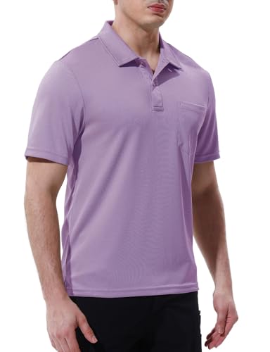 Image of Rdruko Men's Polo Shirts Short Sleeve Quick Dry Outdoor Golf Sports Shirts with Pocket