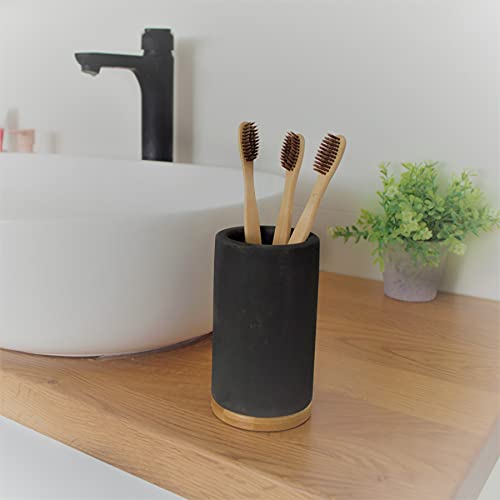 Matani Bamboo Toothbrush Holder Diatomite Tooth Brush Organizer - Storage For Small Bathroom & Counter, Stand With Removable Bottom & Drain Holes - Water-Absorbent & Quick-Drying Material - Off White #TOP3