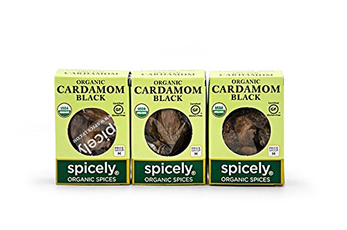 Spicely Organic Cardamom Pods Black - 3 Pack of Ecobox Packaging