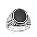 Retro Grooved Stripe Style Intched Band Black Onyx Square Signet Ring For Men Heavy 925 Sterling Silver Fatto a mano in Turchia