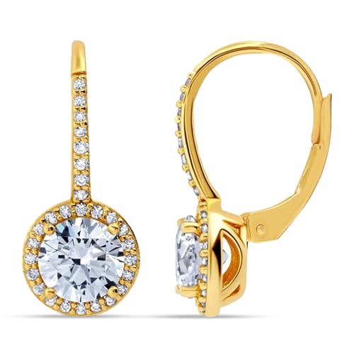 Image of TRUESILVER ACPL 925 Sterling Silver Cubic Zirconia Earrings for Women & Girls | BIS Hallmarked Drop Dangle Leverback Style | Elegant Jewelry Gift for Women
